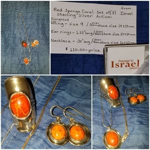 Red sponge Coral set of 3